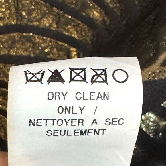 ABS Allen Schwartz Dress Size 8 Black Gold Art Deco Bow Mini Party NEW - Picture 9 of 11